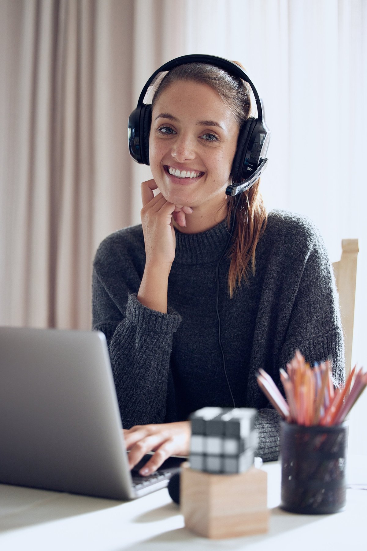 Online teacher conducting remote class