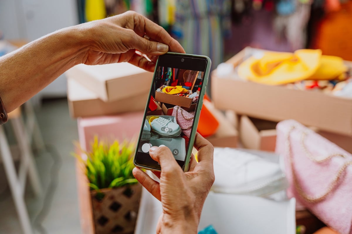 Person managing event or business tasks from home