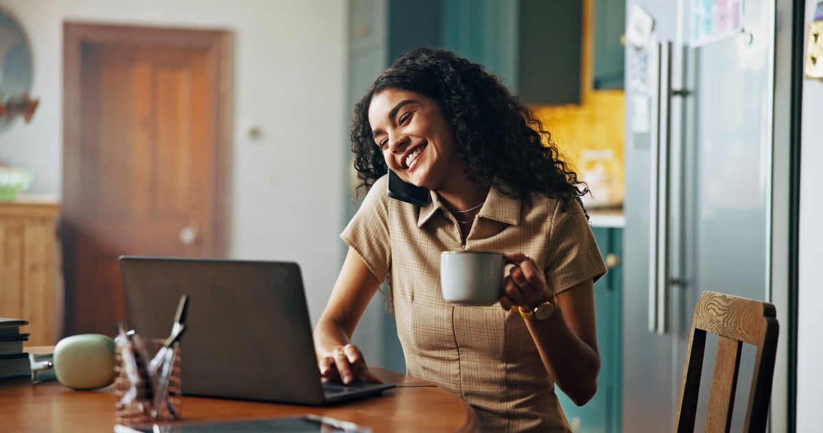 Person working from home with cloud tools and digital workspace
