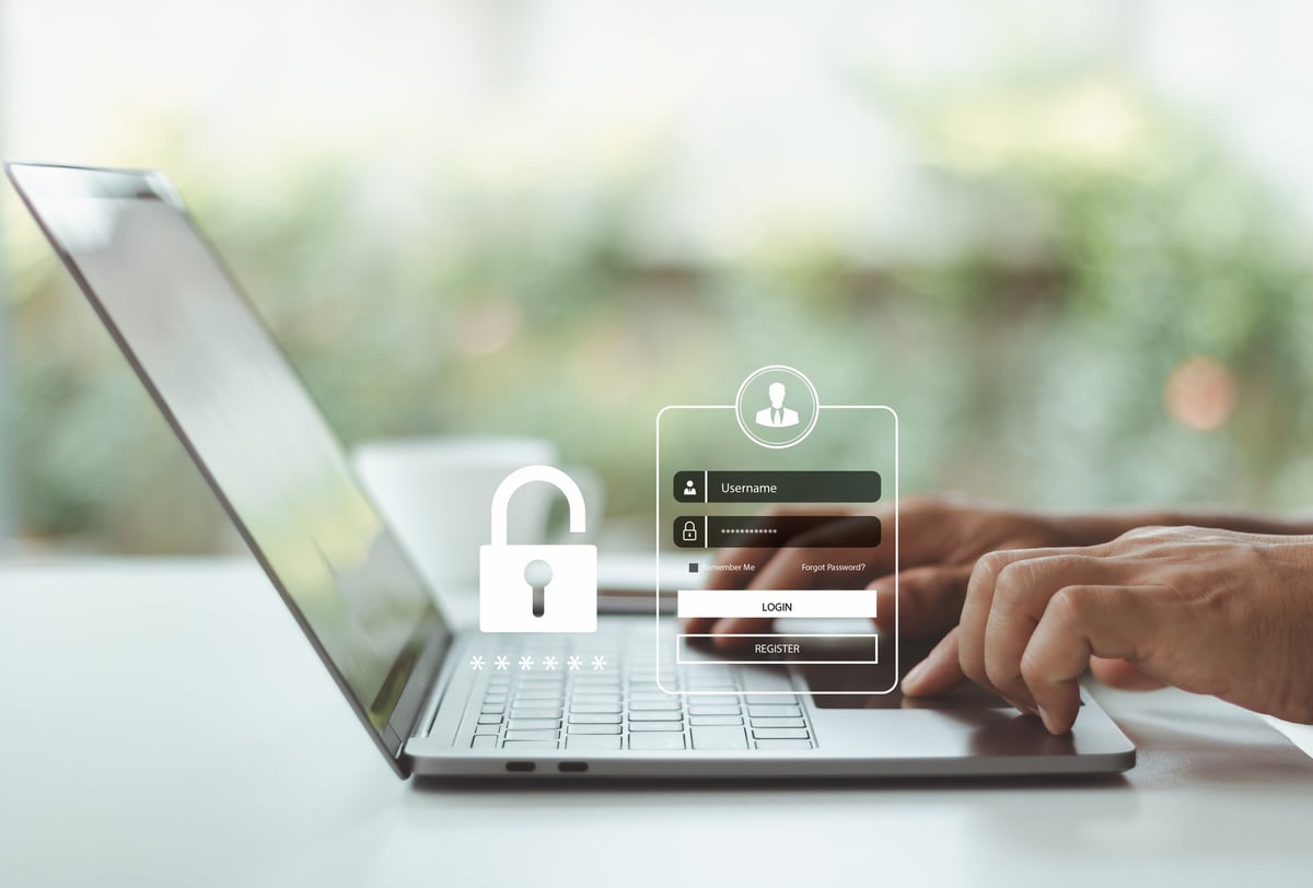 Password and security app on laptop