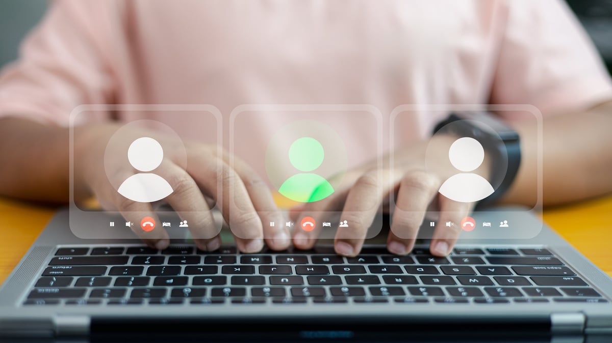 Person on a video conference call — good communication tools make remote work possible