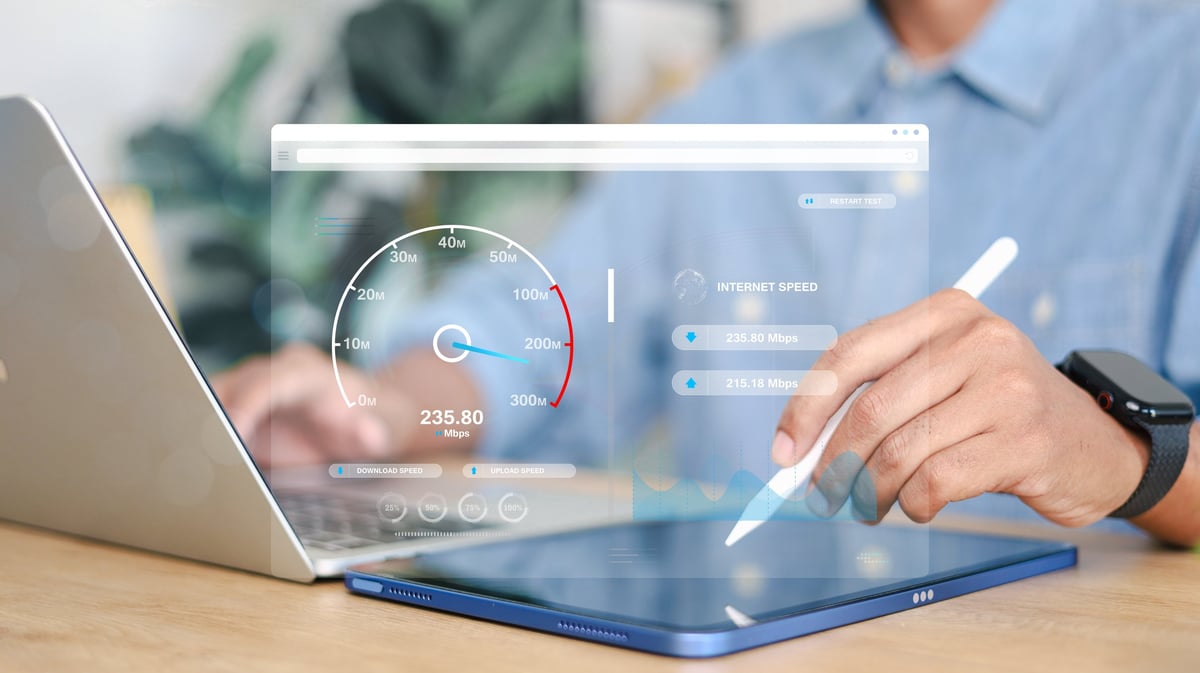 Testing internet speed on a laptop